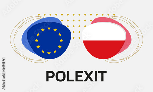Polexit icon with Poland and EU flags. Poland and Europe crisis symbol. Vector illustration.