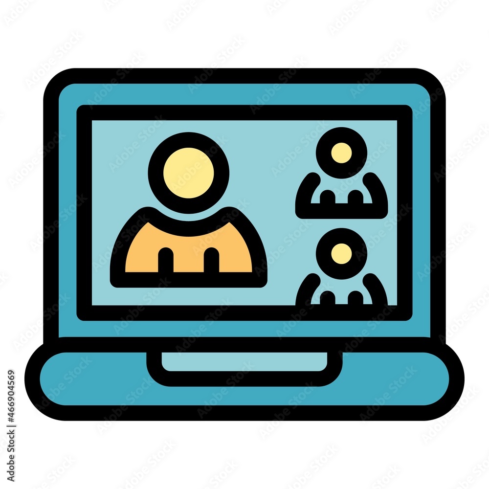 Family online meeting icon. Outline family online meeting vector icon color flat isolated Family online meeting icon. Outline family online meeting vector icon color flat isolated