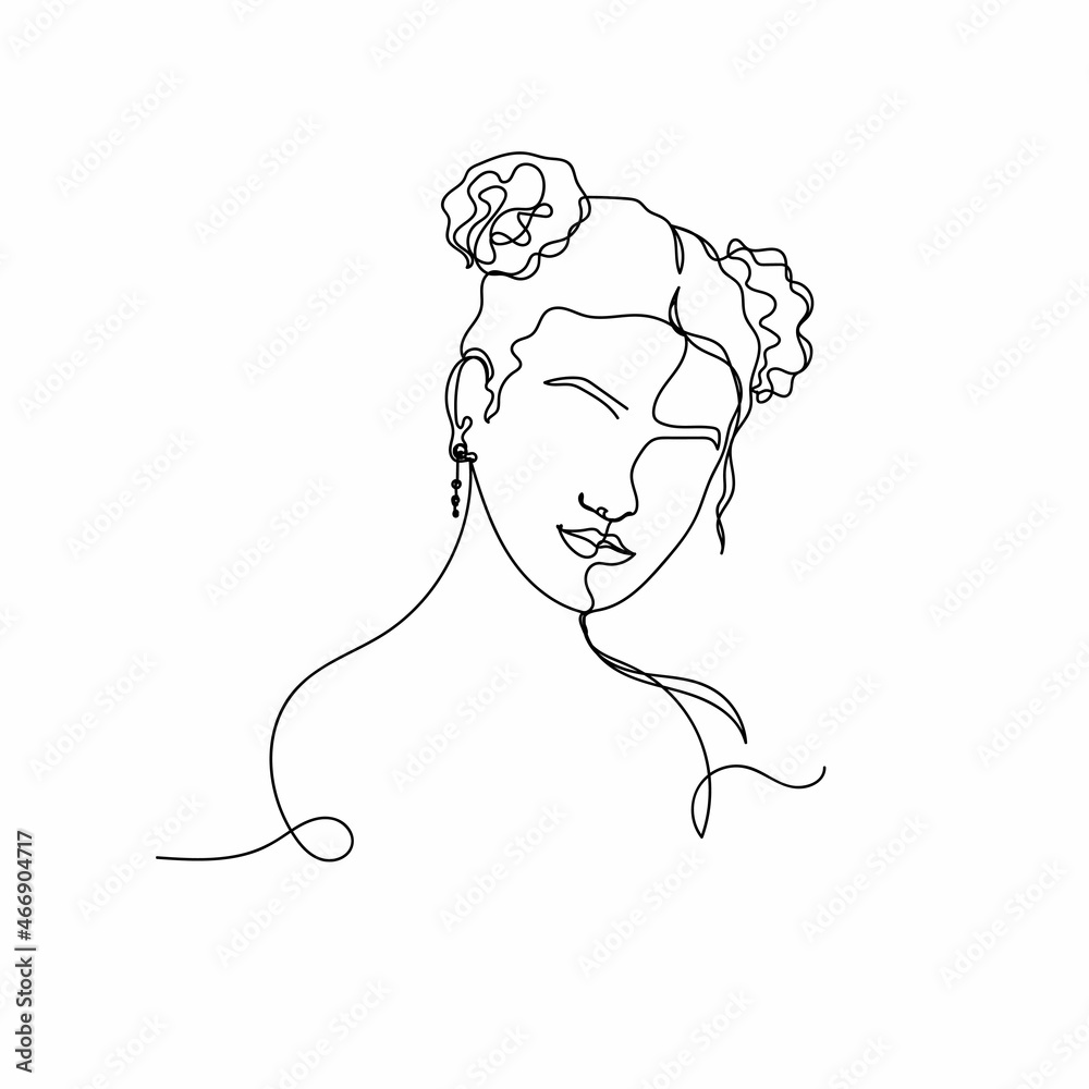 Vector continuous one single line drawing icon of beautiful woman in silhouette on a white background. Linear stylized. Vector continuous one single line drawing icon of beautiful woman in silhouette on a white background. Linear stylized.