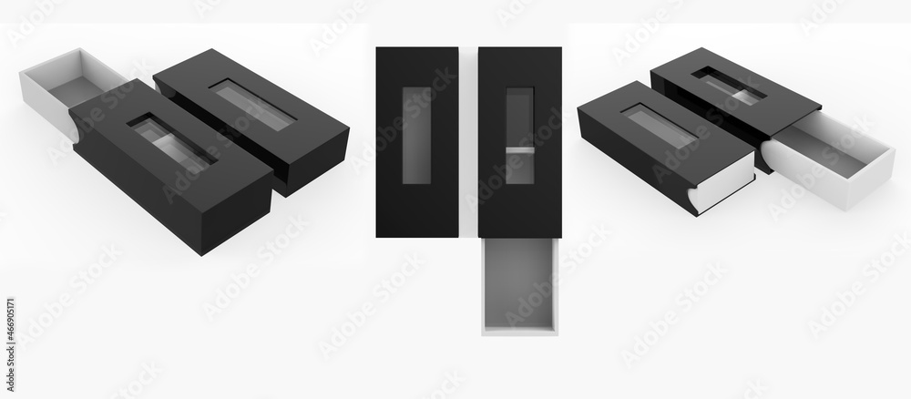 hard box with window set mock-up. Good for packaging design. 3d illustration hard box with window set mock-up. Good for packaging design. 3d illustration