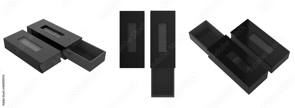 Obraz premium hard box with window set mock-up. Good for packaging design. 3d illustration