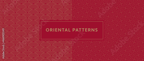 Set of two oriental seamless patterns