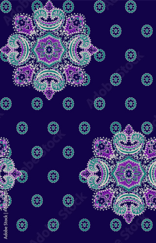 Seamless rotary repeatable textile print with leaves, leaf and sprig and foliage design. The design is fully editable and easy to change colors to suit your fashion palette for the season.
