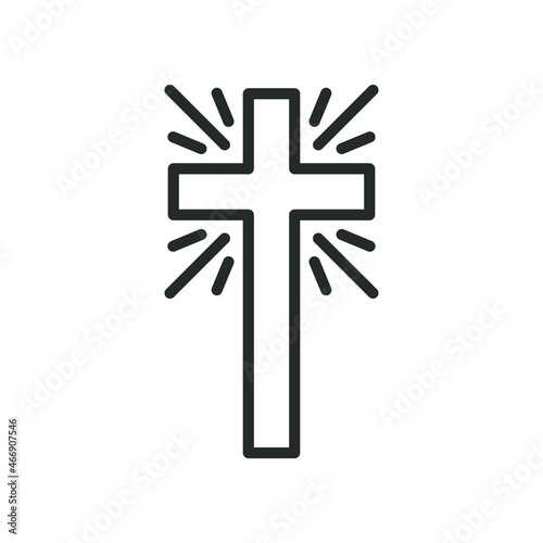 Cross icon. Religious cross on white background. Black church symbols. Christian cross icon. Vector illustration.