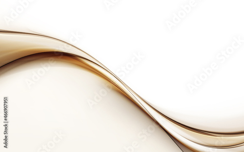 Brown wave flow and golden glitter lines on white background. Abstract shiny color brown, gold waves luxury invitation background. Luxury gold flow wallpaper web design.