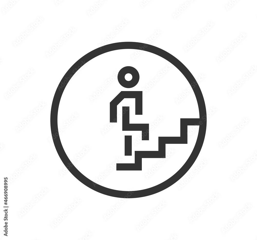 Man climbing stairs vector icon. Up the stairs public signature Man climbing stairs vector icon. Up the stairs public signature