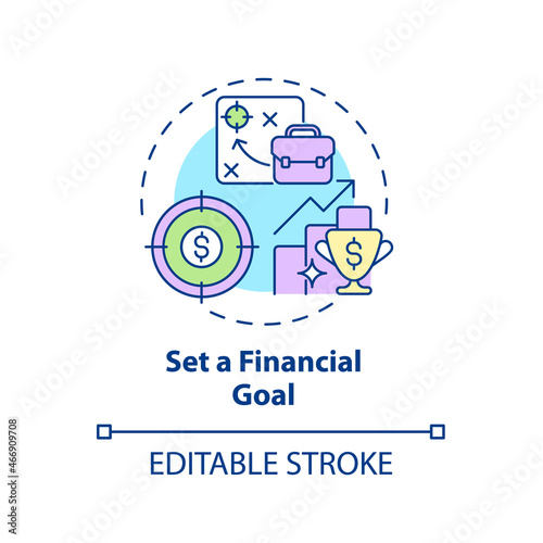 Wallpaper Mural Set a financial goal concept icon. Plan retirement abstract idea thin line illustration. Budget creation. List and aim for targets. Vector isolated outline color drawing. Editable stroke Torontodigital.ca
