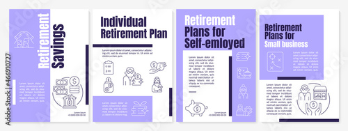 Saving account types brochure template. Individual saving account. Flyer, booklet, leaflet print, cover design with linear icons. Vector layouts for presentation, annual reports, advertisement pages