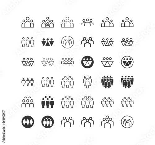 Business Group, Crowd, Population, Team, Users vector icon set.