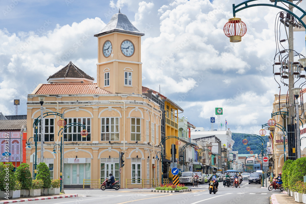 Fototapeta premium Phuket old town Colorful buildings in Sino Portuguese.