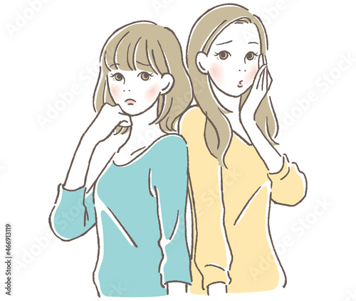 不安そうな女性2人