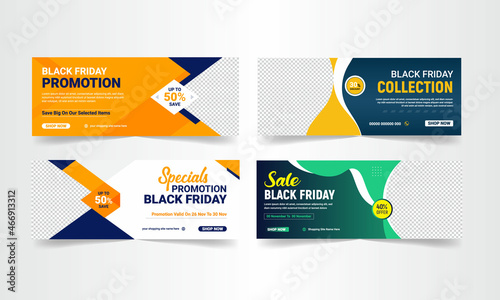 Black Friday facebook sale cover banner colorful and modern cover banner design template web banner template Vector	