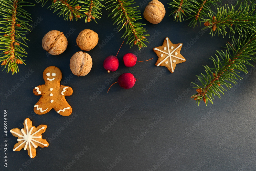 Christmas background with gingerbread cookies Christmas background with gingerbread cookies