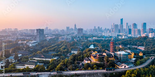 Aerial photography of early morning scenery of Jiming Temple in Nanjing, Jiangsu Province, China