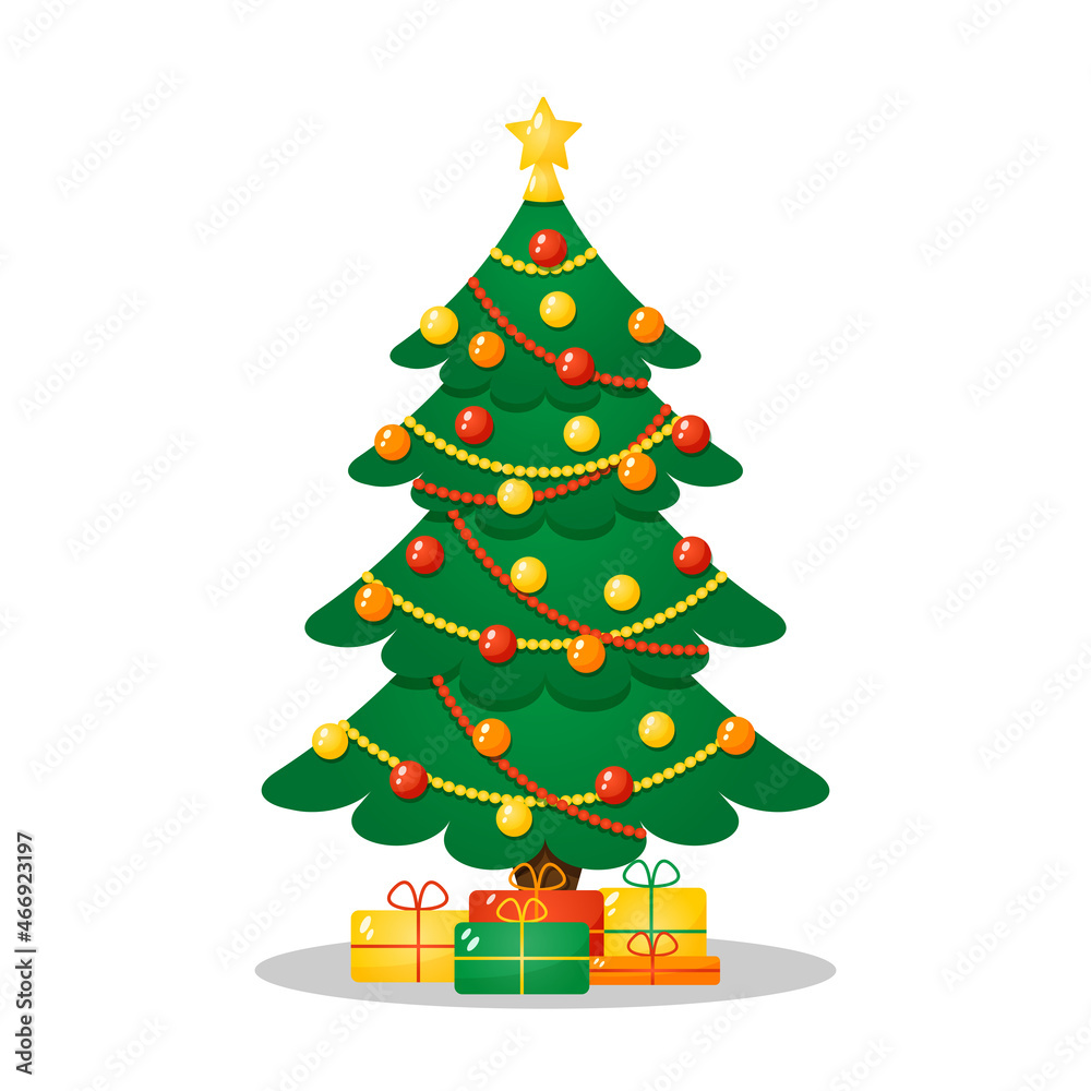 Illustration for Christmas with a Christmas tree and gifts. Vector Christmas tree. A Christmas design element with a Christmas tree and gifts. Illustration for Christmas with a Christmas tree and gifts. Vector Christmas tree. A Christmas design element with a Christmas tree and gifts.