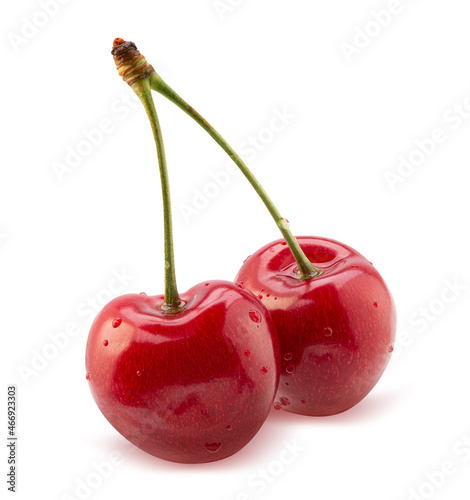 sweet cherries with water drops isolated on a white background photo