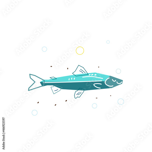 swimming  fish, cartoon vector illustration