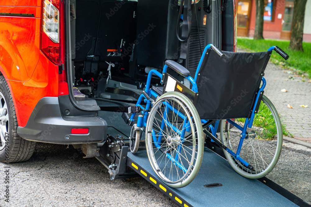car adapted for transporting people in a wheelchair car adapted for transporting people in a wheelchair