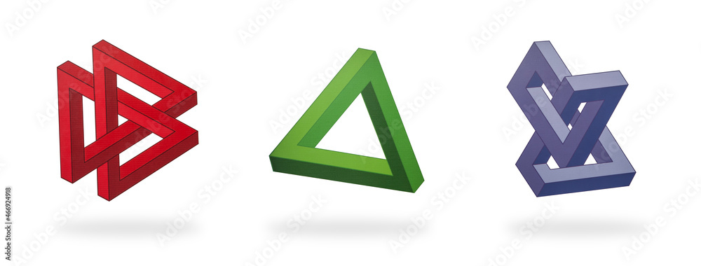 Impossible 3d geometric figures construction on white background. Optical illusion. Impossible 3d geometric figures construction on white background. Optical illusion.