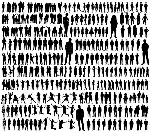 people set silhouette, isolated, vector