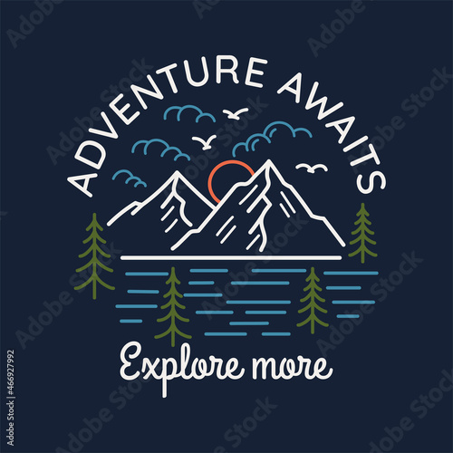 Vector line art outdoor badge. Perfect for t-shirt prints, posters and other uses.