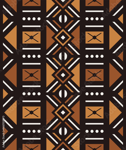 African Print Fabric. Vector Seamless Tribal Pattern. Traditional Ethnic Hand Drawn Ornament for your Design Cloth, Carpet, Rug, Wrap