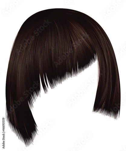 trendy hairs brunette brown; colors .
Asymmetrical kare with oblique bangs . beauty fashion