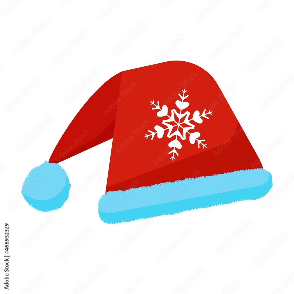 Christmas Santa Claus hat. New Year's. Vector illustration. Cartoon style. Isolated white background Christmas Santa Claus hat. New Year's. Vector illustration. Cartoon style. Isolated white background