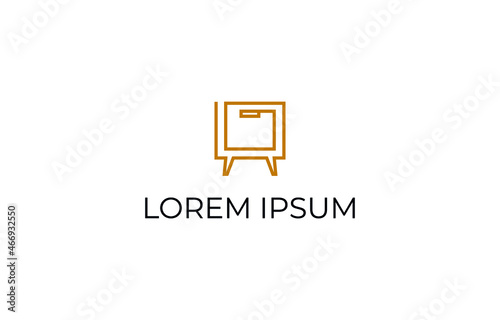 Logo - bedside table. Logotype for store with furniture