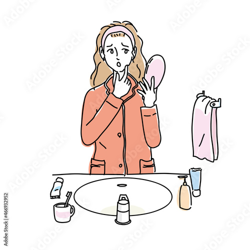 お肌のトラブルに悩む女性
