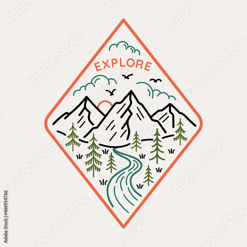 Vector line art outdoor badge. Perfect for t-shirt prints, posters and other uses.