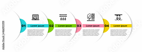 Set line Genetic engineering modification, Smart farm with bulb and plant, Plant status and . Business infographic template. Vector