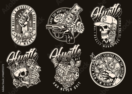 Money and wealth vintage badges