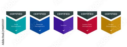 Vector illustration certified logo badge design template. certificates used to signify a person's professional role or to designate membership in a professional society