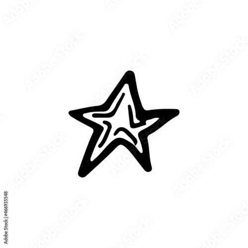 Star decoration element for holiday party. Hand drawn line vector illustration in doodle style.