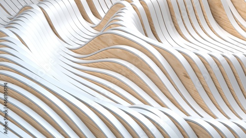 Colored wave, background, 3d illustration, rendering. Stylish wave. Divergence of waves.