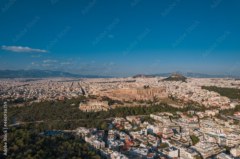Aerial view of the Athens city and Acropolis Aerial view of the Athens city and Acropolis