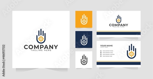 Solar hand or hello solar logo design inspiration and business card