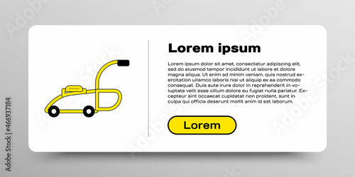 Line Lawn mower icon isolated on white background. Lawn mower cutting grass. Colorful outline concept. Vector