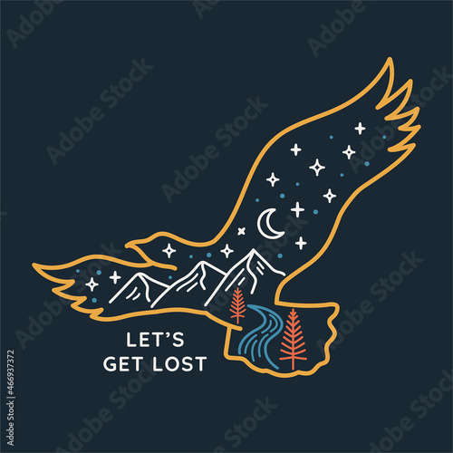 Vector line art outdoor badge. Perfect for t-shirt prints, posters and other uses.