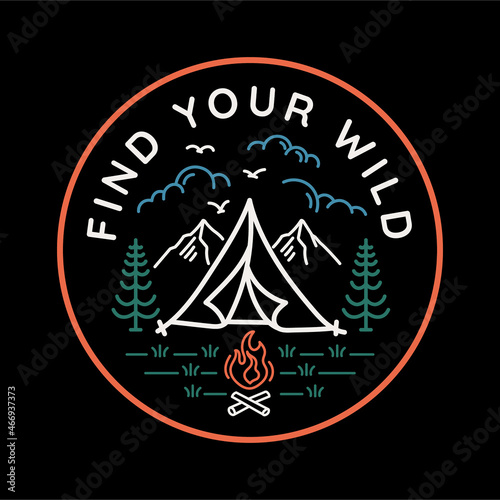 Vector line art outdoor badge. Perfect for t-shirt prints, posters and other uses.