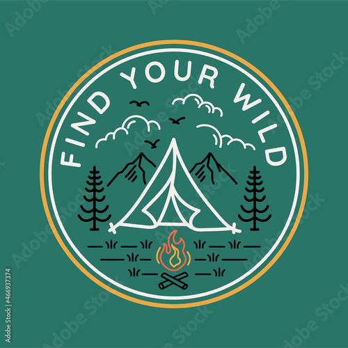 Vector line art outdoor badge. Perfect for t-shirt prints, posters and other uses.