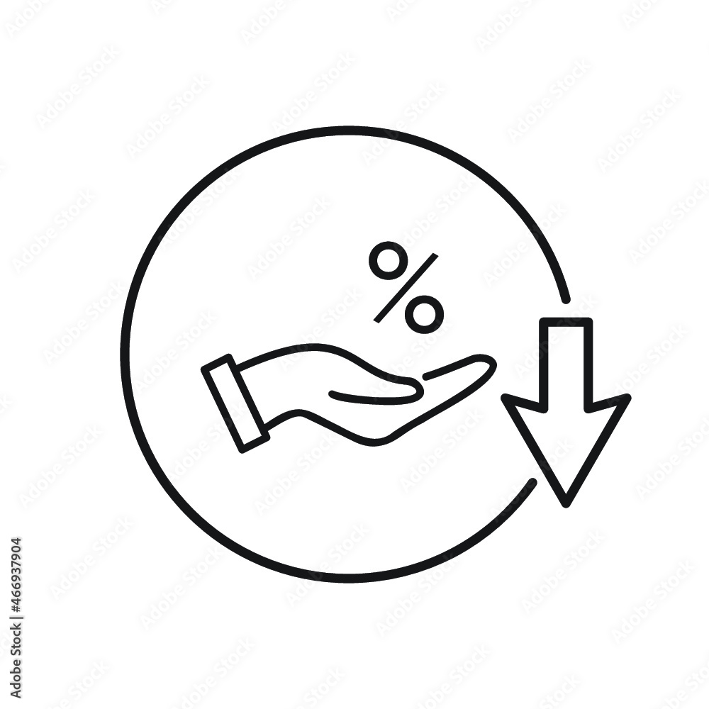 Cost reduction icon design. Income down symbol Cost reduction icon design. Income down symbol