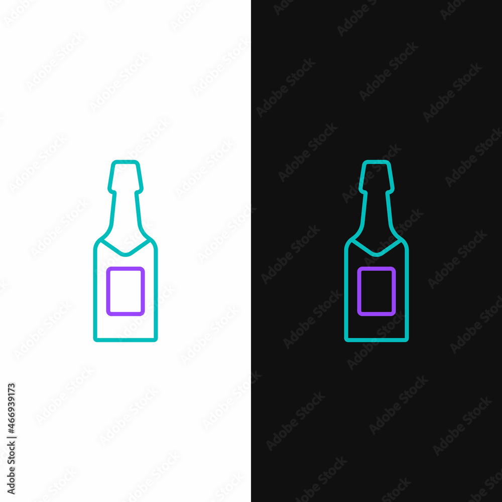 Line Champagne bottle icon isolated on white and black background. Colorful outline concept. Vector Line Champagne bottle icon isolated on white and black background. Colorful outline concept. Vector