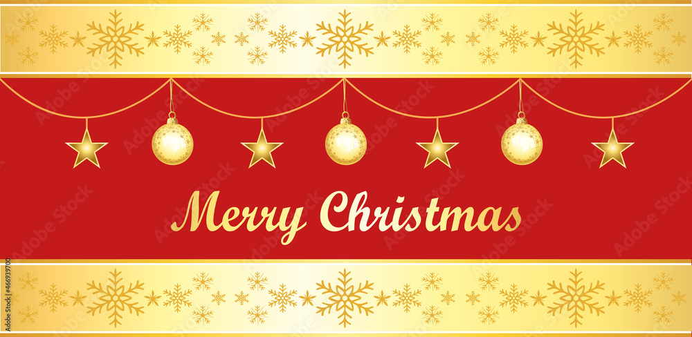 Merry Christmas. Red and gold vector banner. Merry Christmas. Red and gold vector banner.