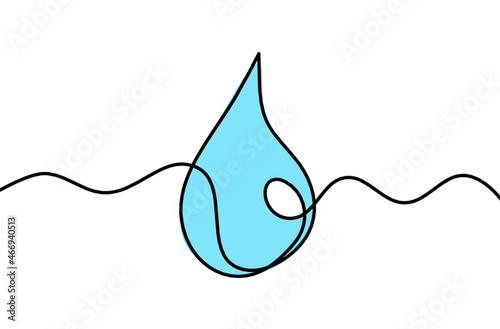 Abstract blue drop as line drawing on white background. Vector