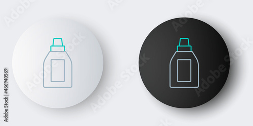Line Plastic bottle for laundry detergent, bleach, dishwashing liquid or another cleaning agent icon isolated on grey background. Colorful outline concept. Vector