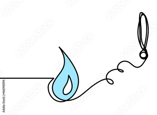 Abstract blue drop as line drawing on white background. Vector