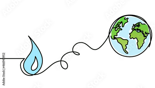 Abstract blue drop as line drawing on white background. Vector