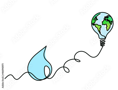 Abstract blue drop as line drawing on white background. Vector